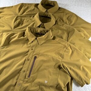 (3) Lot of Stoic Short Sleeve Snap Button Outdoor Hiking Shirt Mens Size L Brown